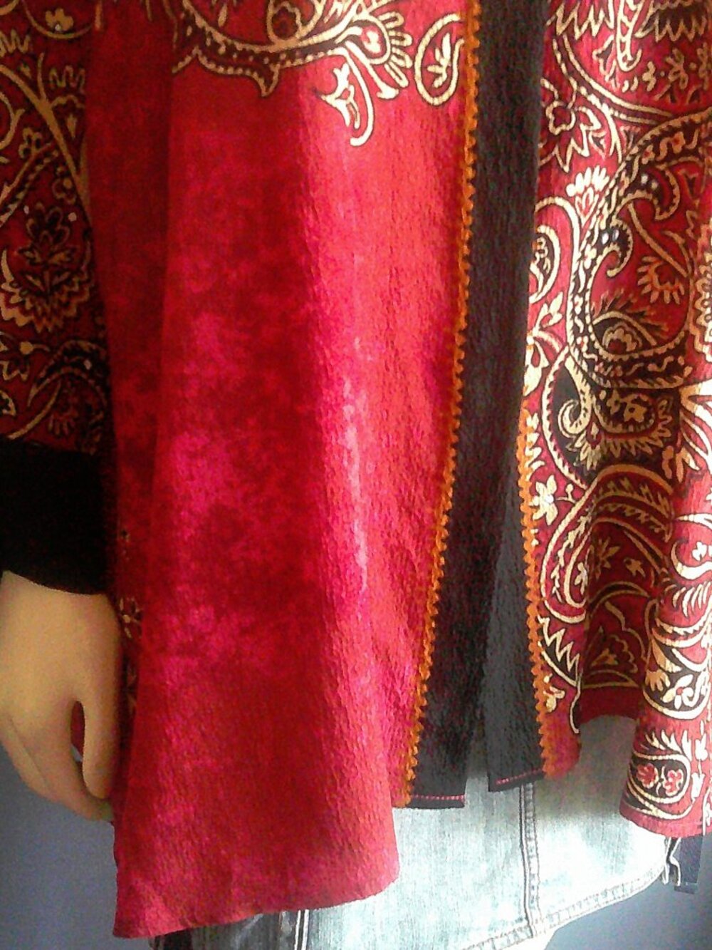 Citron of Santa Monica Red Silk Paisley Asian Tunic Top 2X - Picture 5 of 10